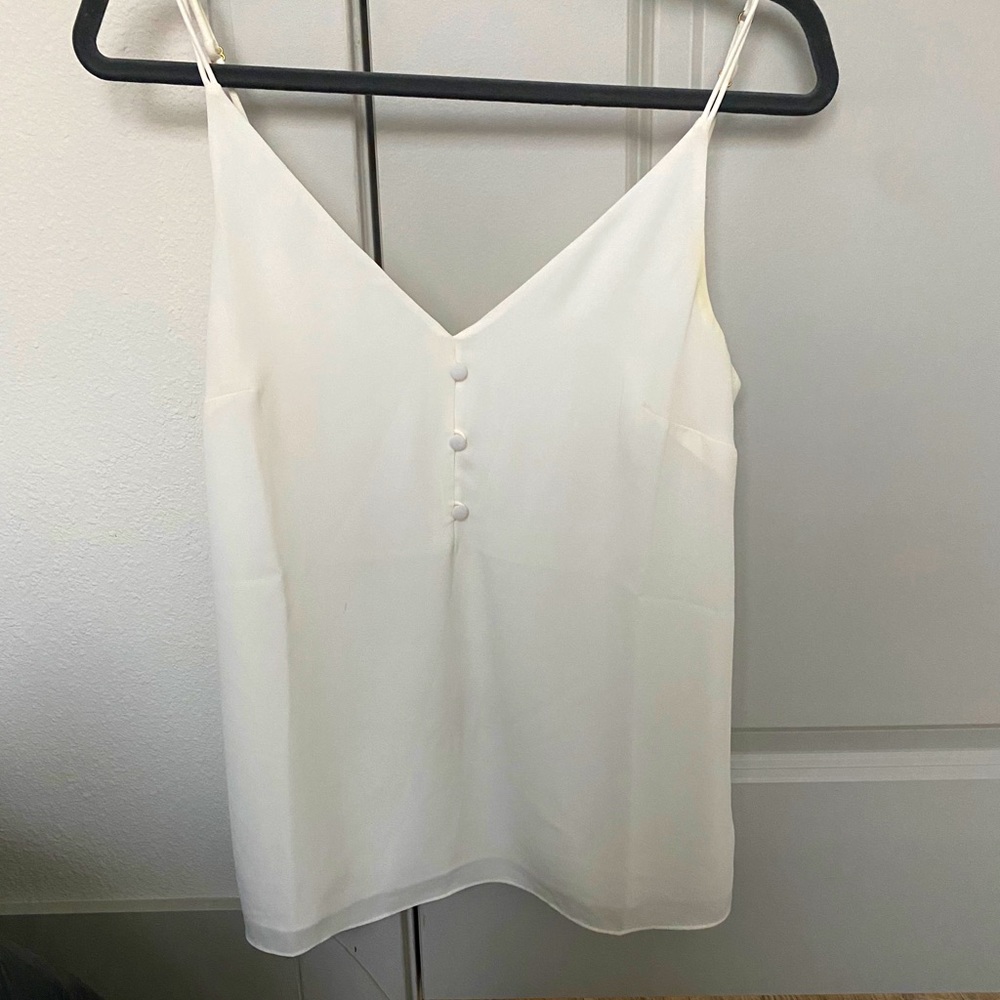 White Faux Button Tank Blouse